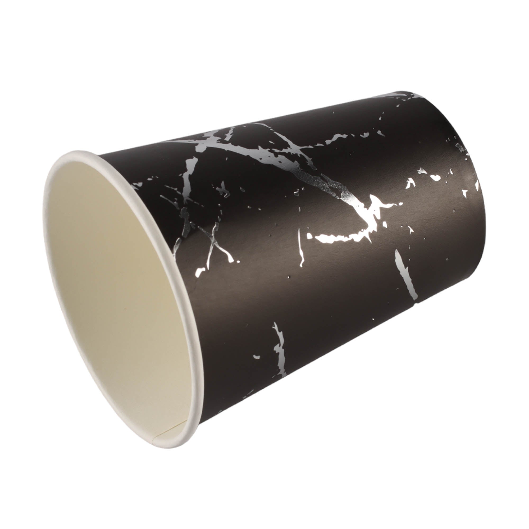 Party Paper Cups Black Marble Print 270ml 8pack