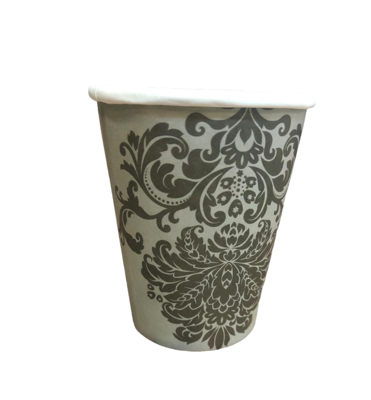 Party Paper Cups Grey with Black Print 250ml 10pack