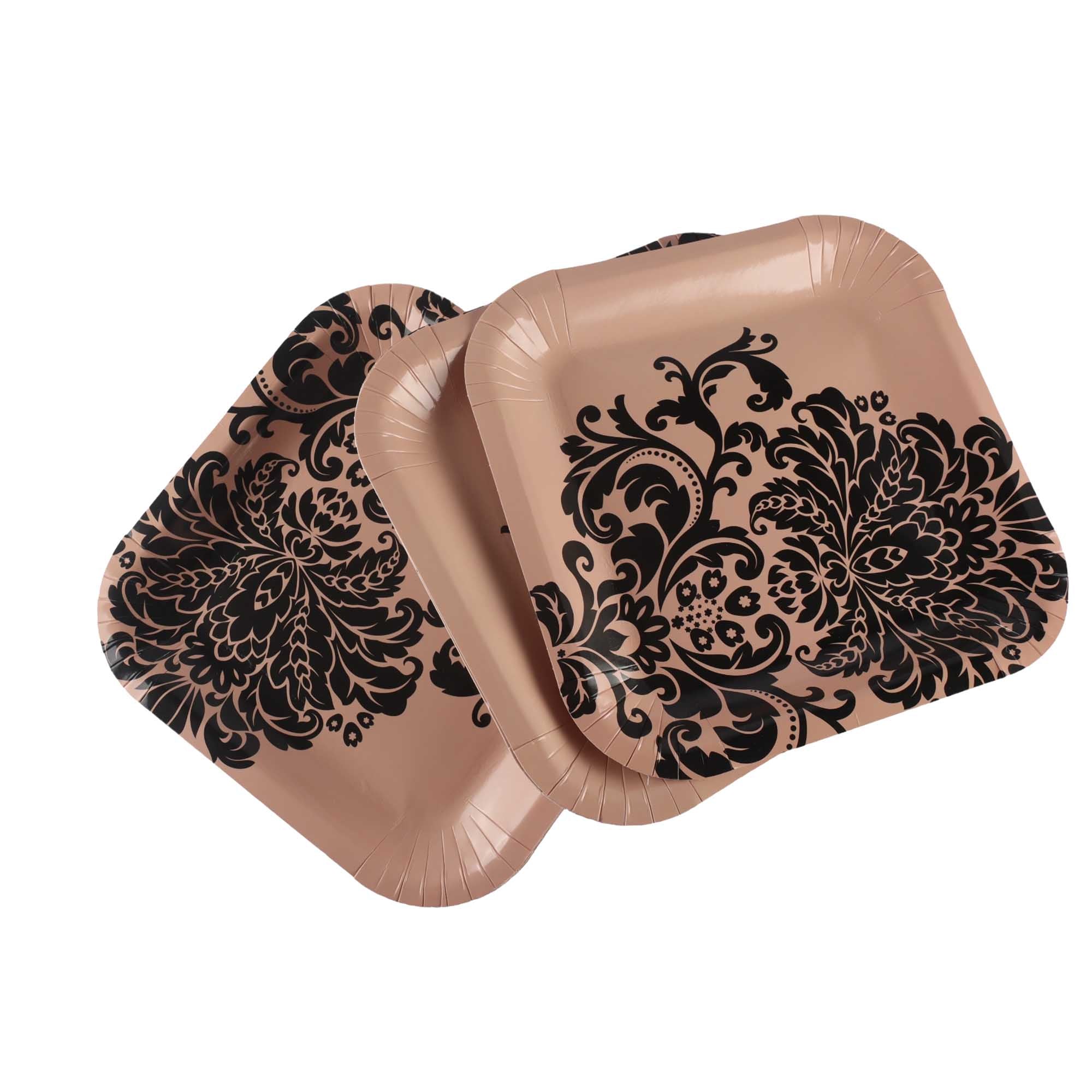 Party Paper Plate Square Rose Gold 9Inch 23cm 10pack