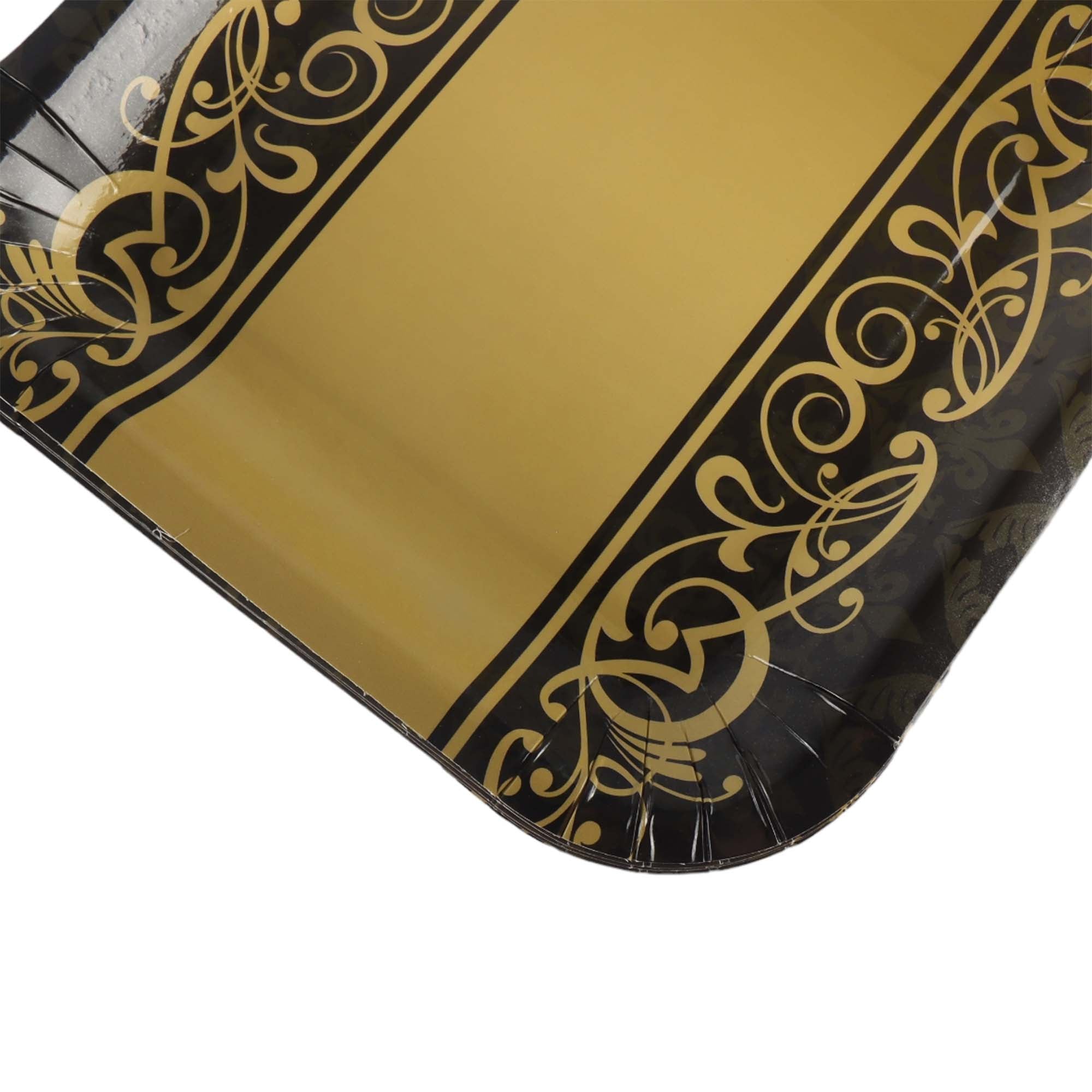 Party Paper Plate Square Gold Black 7Inch 18cm 10pack