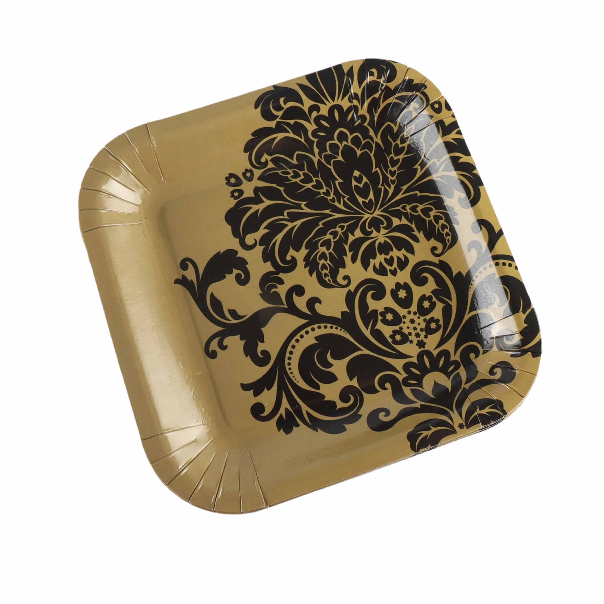 Party Paper Plate Square Gold 7Inch 18cm 10pack