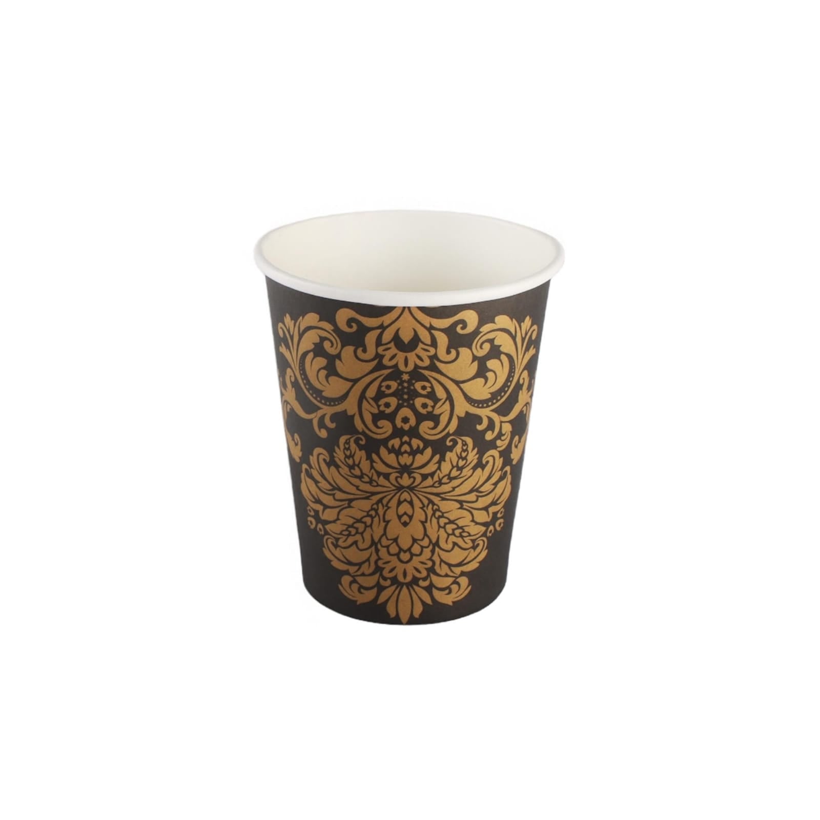 Party Paper Cups Black with Gold 260ml 10pack