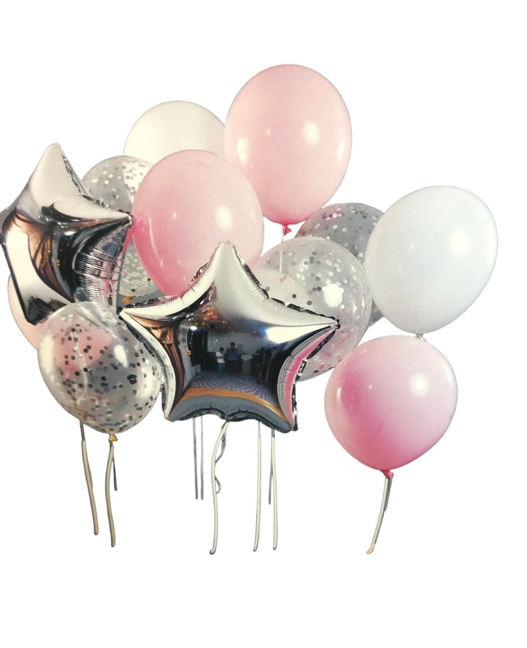 Party Latex Balloon Silver & Pink 13pc Set