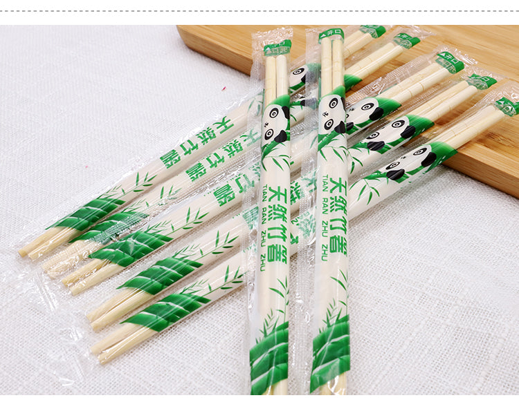 Disposable Bamboo Chopsticks 20cm Twine with Plastic Wrap 10Pack