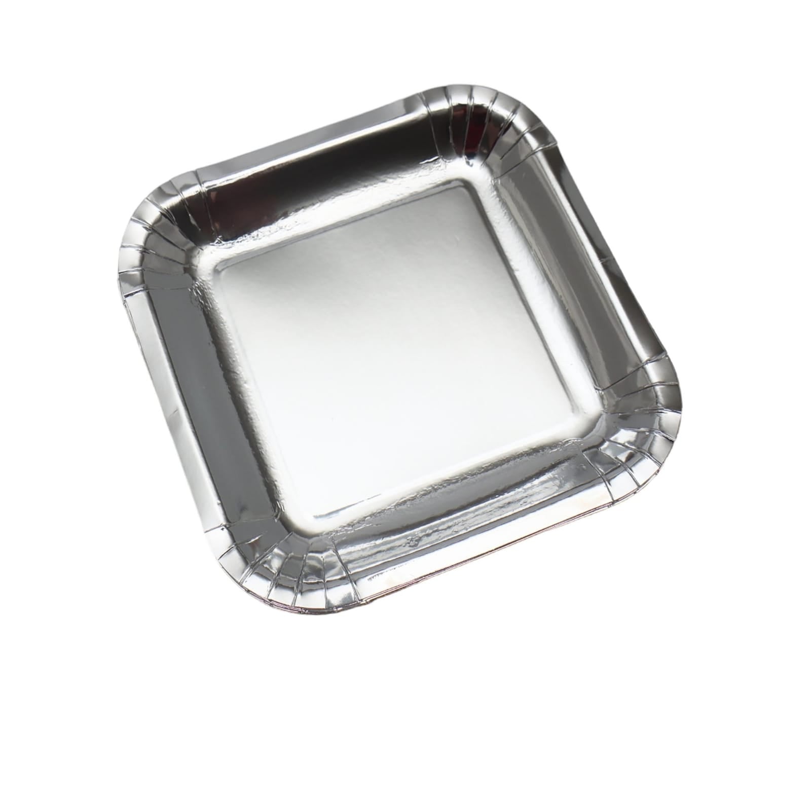 Party Paper Plates Square Silver 9Inch 23cm 10pack