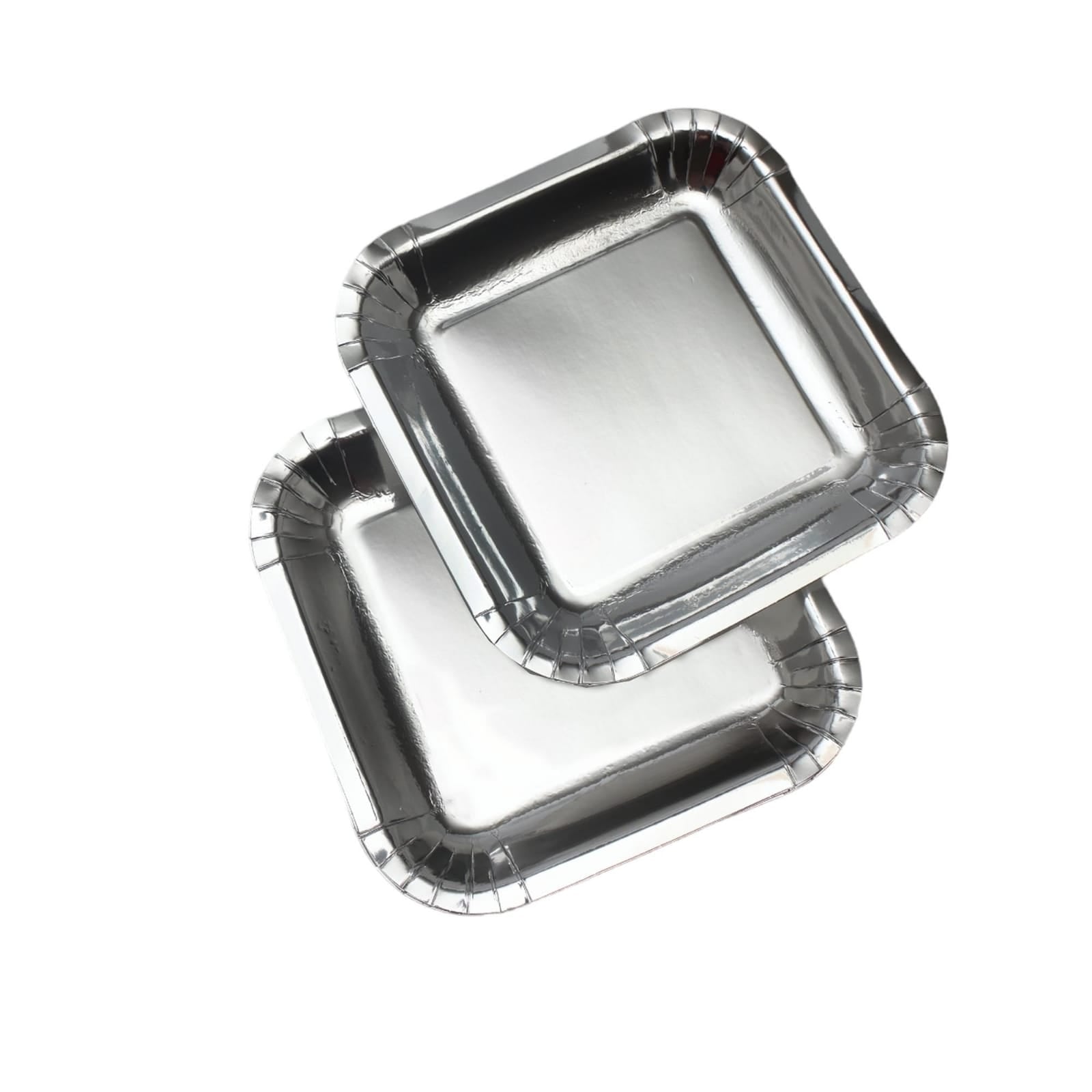 Party Paper Plates Square Silver 9Inch 23cm 10pack