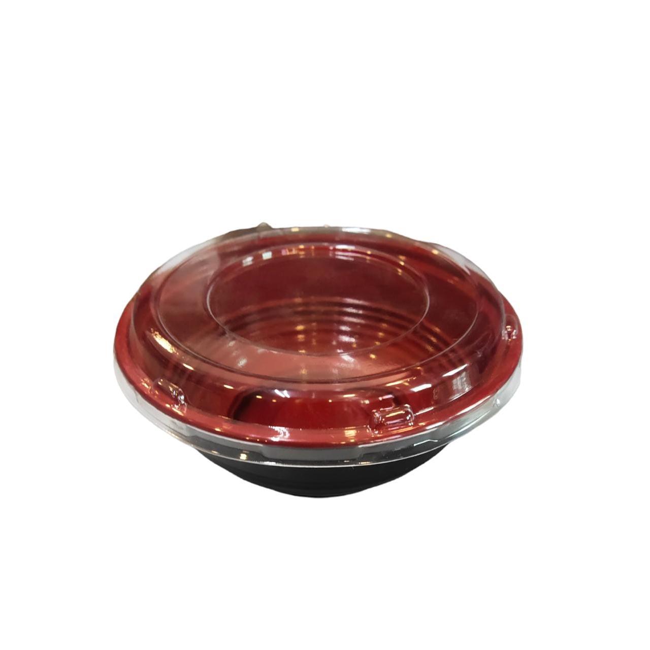 550ml Disposable Bowl Black and Red Inner with Lid XPP633