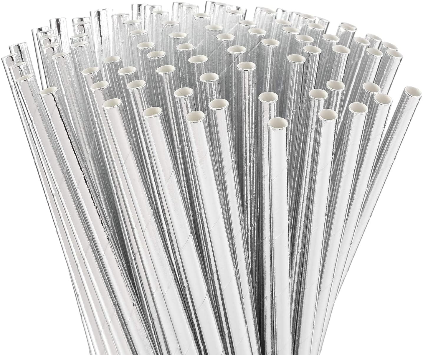 Paper Straws 6mm Silver/Gold 25pc