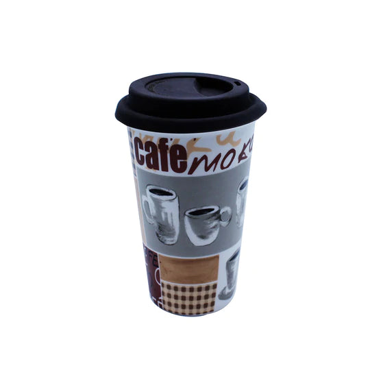 Porcelain Coffee Cup On-the-Go 495ml Silicone Lid SGN162