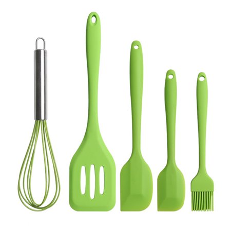 Silicone Kitchen Cutlery Cooking Set Green 5pc