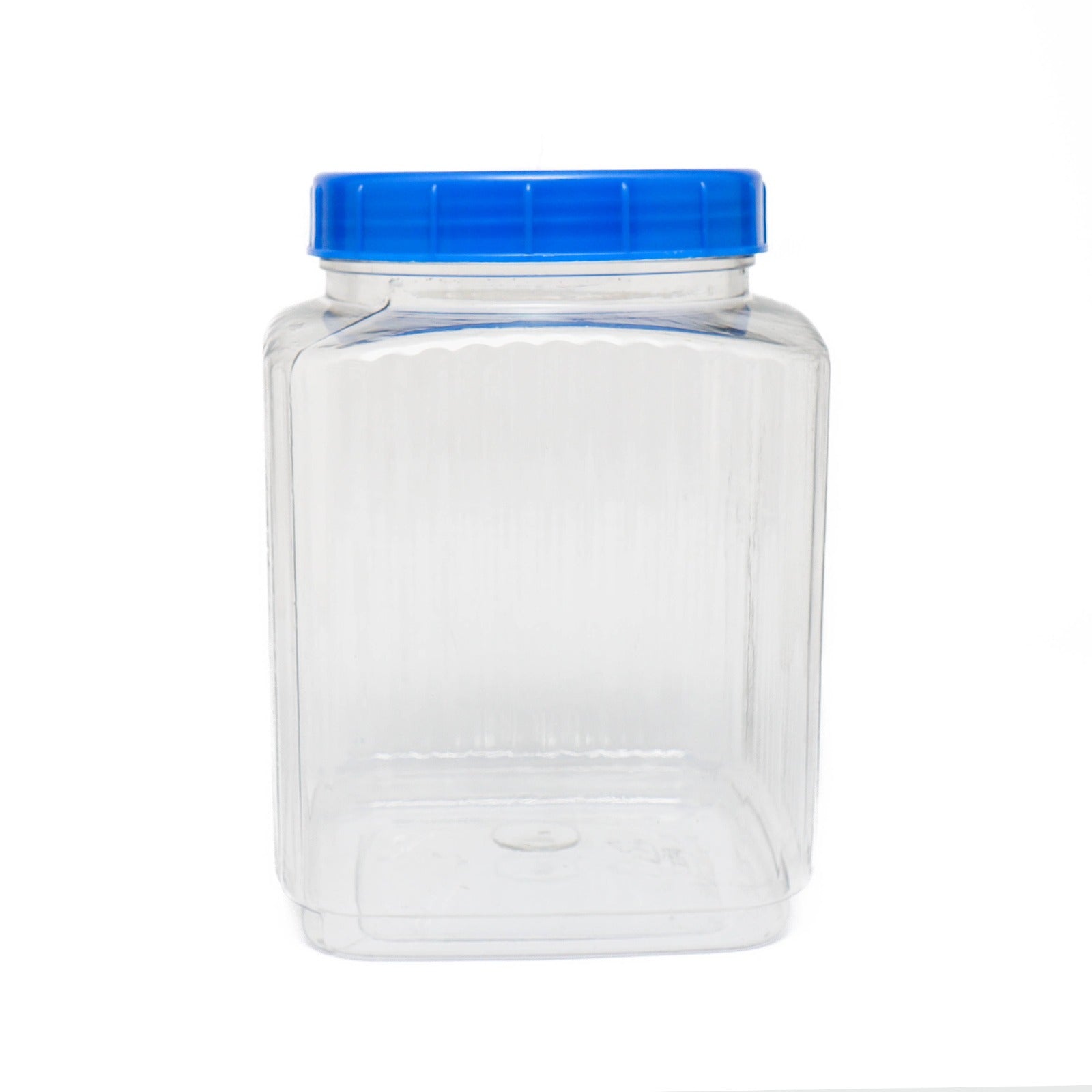 2.5kg Plastic Jar Square Clear Ribbed