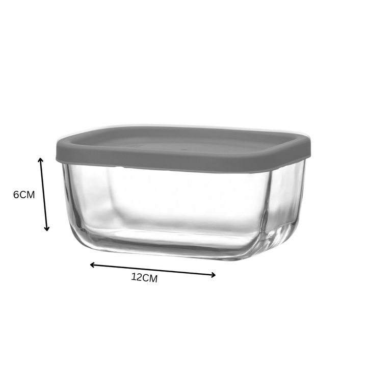 LAV Glass Storage Container With Grey Lid Rectangle 405ml SGN953