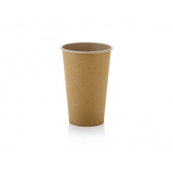 500ml Paper Coffee Cup Single Wall Kraft  Brown with White Sip Lid 10pack