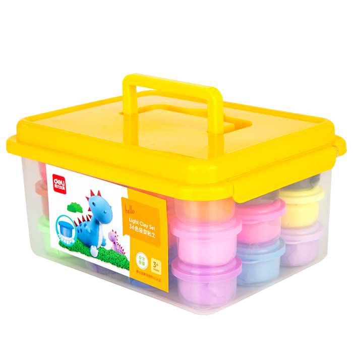 Deli Kids Modeling Clay 36-Color Tubs in Storage Box