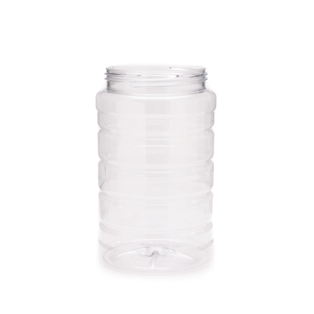 1L Plastic Jar PET Bottle Ribbed with Screw Lid