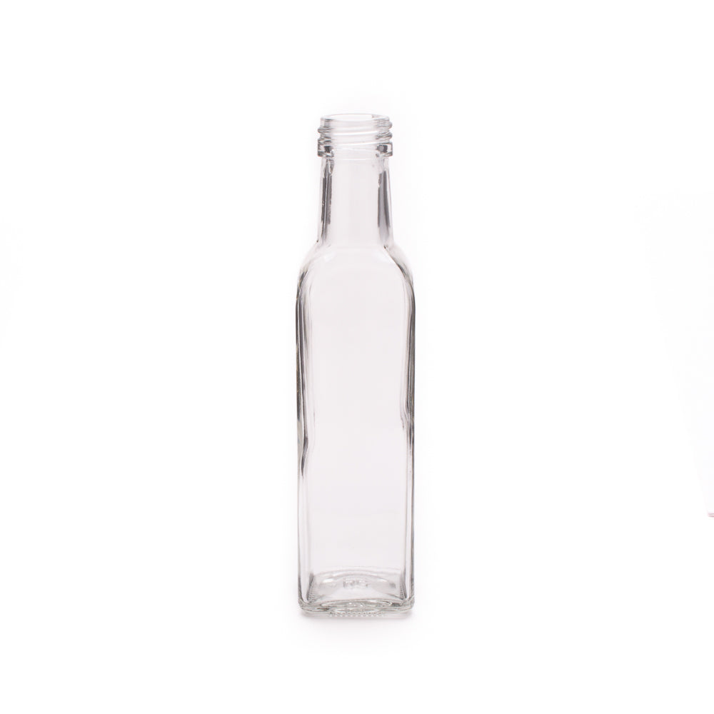 Consol 250ml Glass Square Bottle with Black Lid - Oil & Vinegar