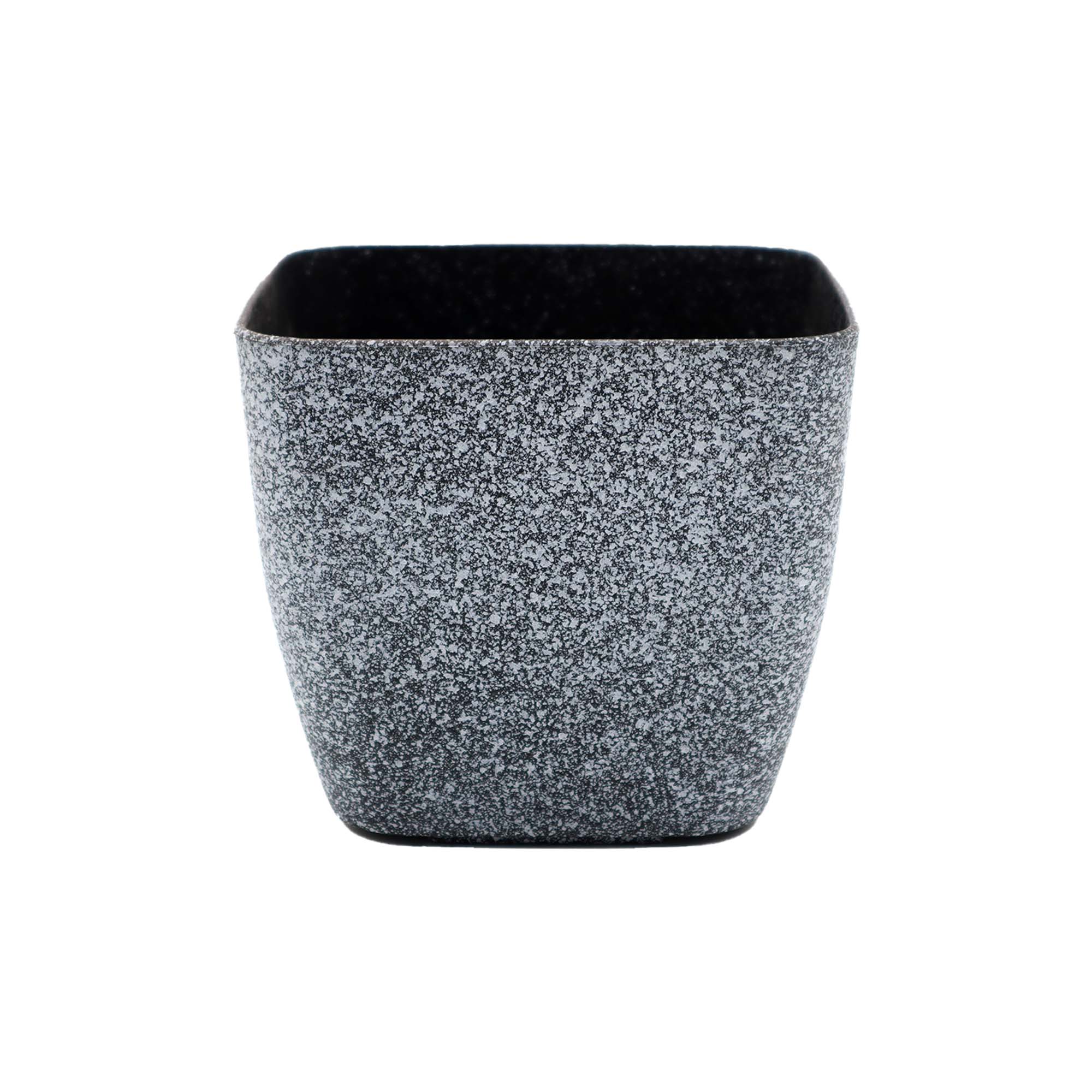 Plastic Flower Vase Planter Pot Medium Square - Marble Grey-Black 483