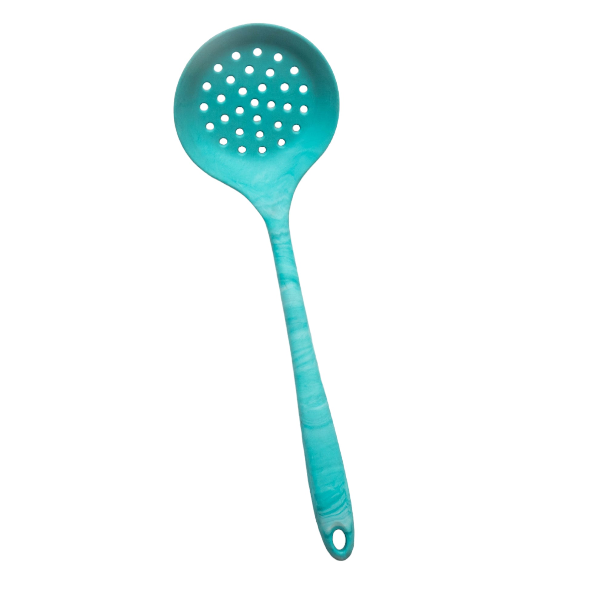 Silicone Serving Round Slotted Spoon Green Silica Gel Tableware