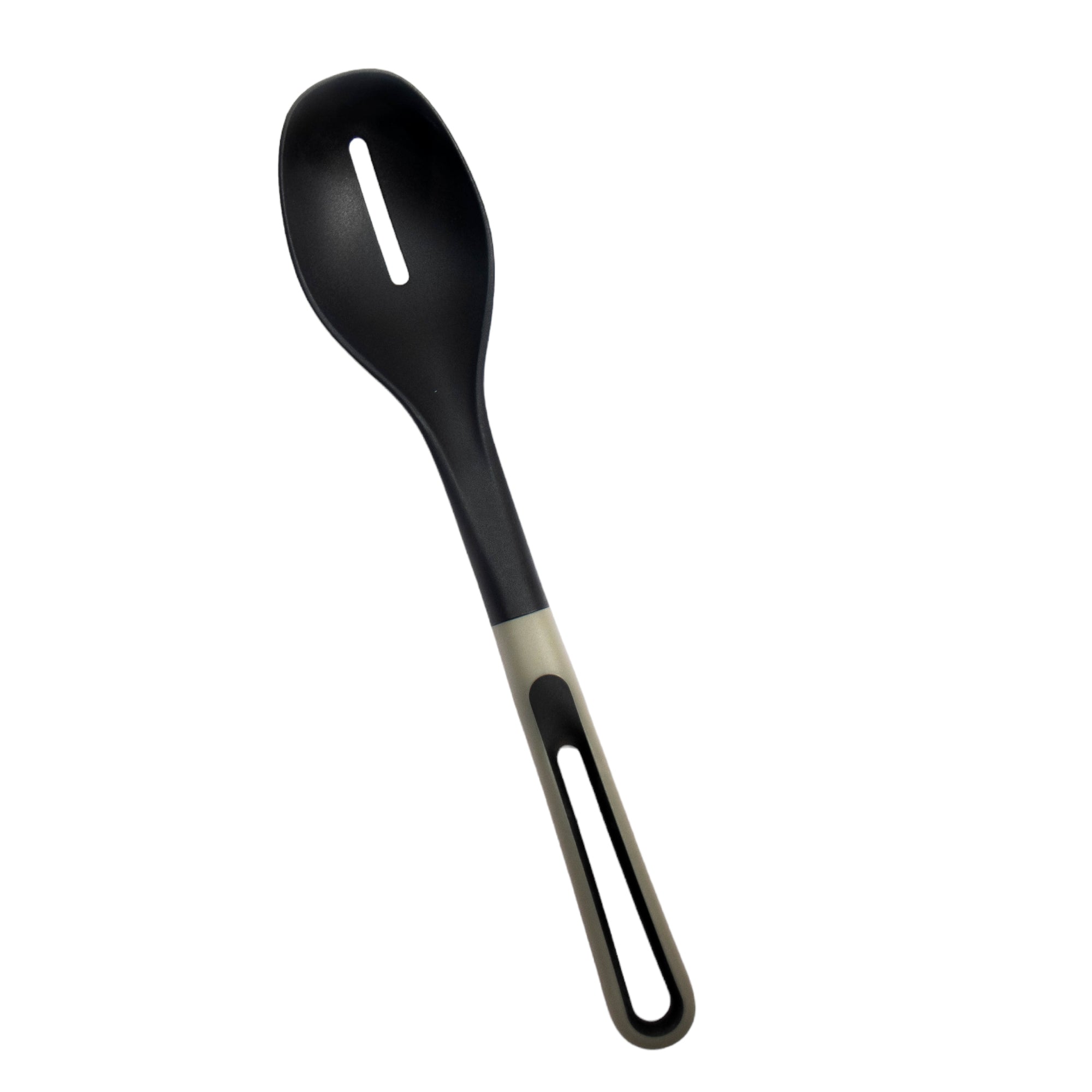 Nylon Serving Spoon Slotted Small Black Handle Silica Gel Tableware