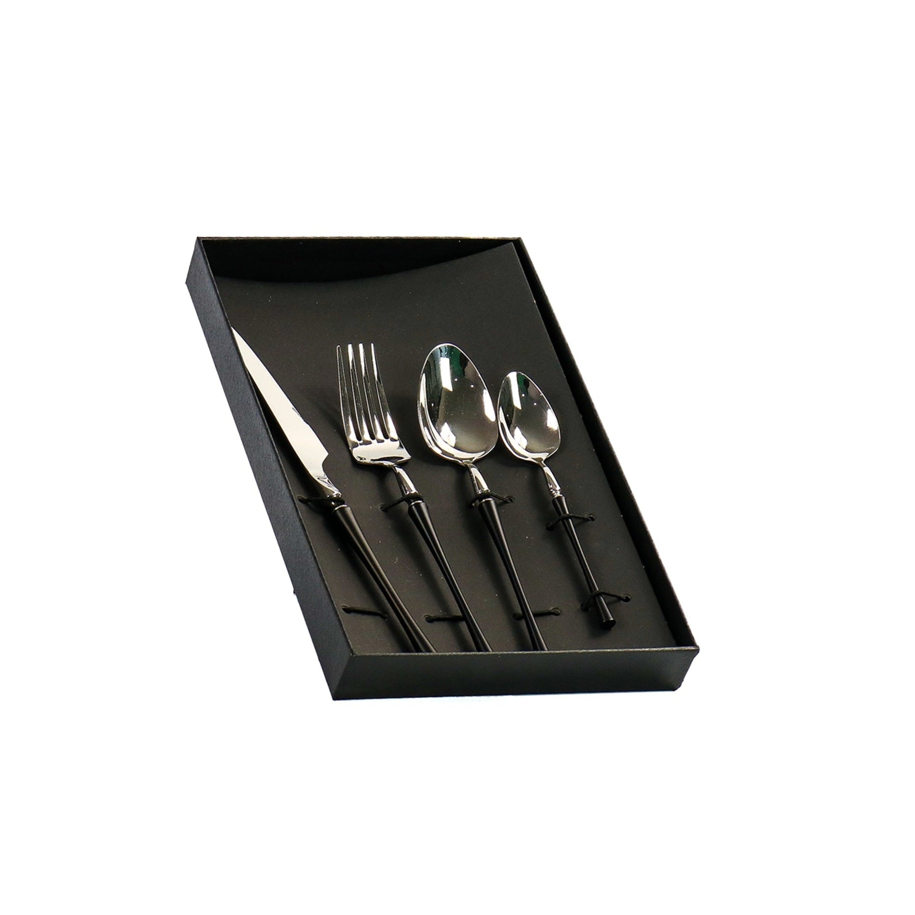 Cutlery Set Stainless Steel 4pc Black Silver 013