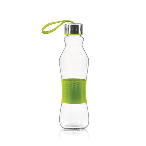 Consol 500ml Glass Grip 'n Go Water Bottle with Strap Lid 27206