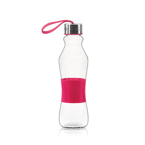 Consol 500ml Glass Grip 'n Go Water Bottle with Strap Lid 27206