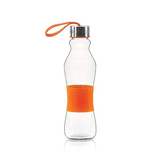 Consol 500ml Glass Grip 'n Go Water Bottle with Strap Lid 27206