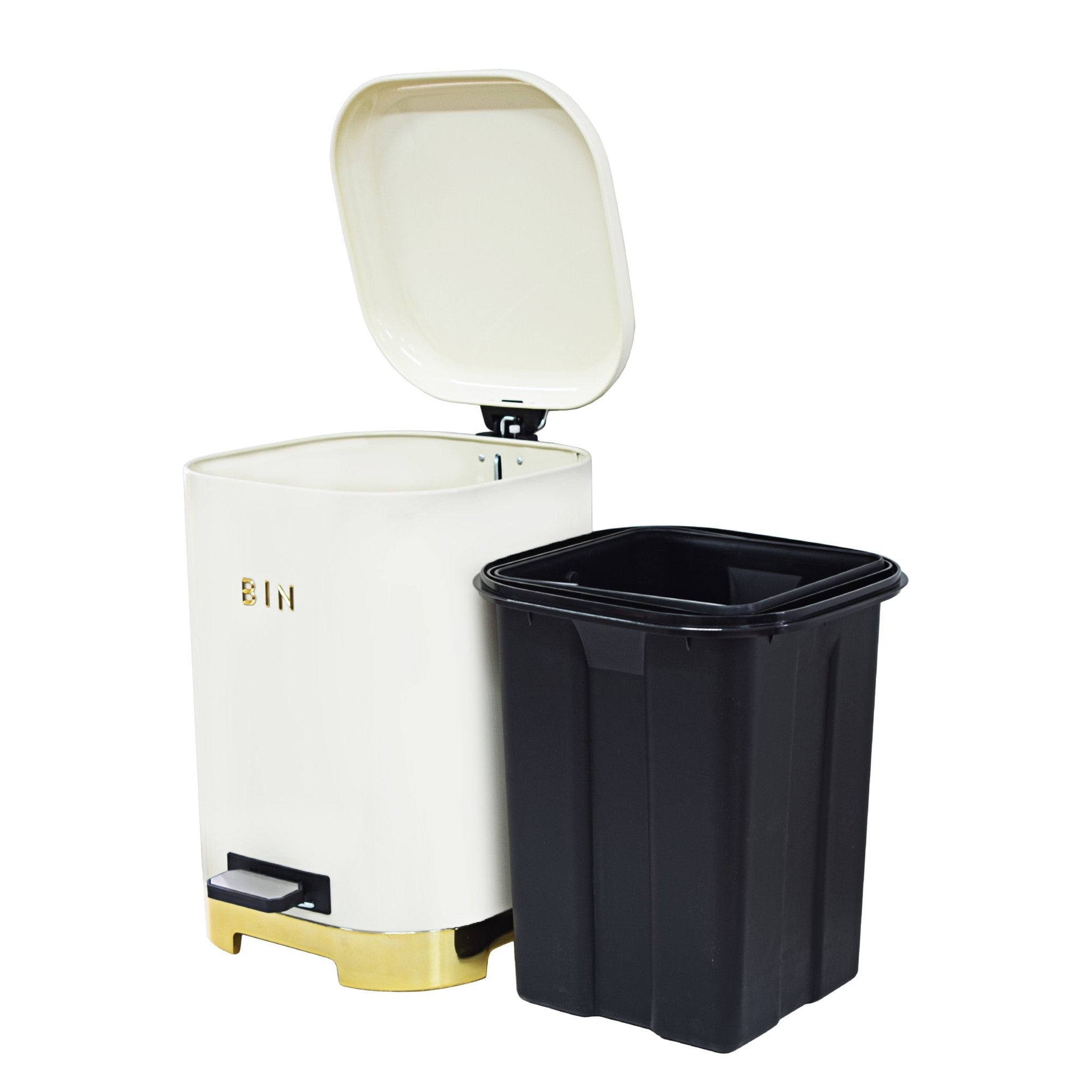 Retro Vintage Dustbin Cream Gold 20L