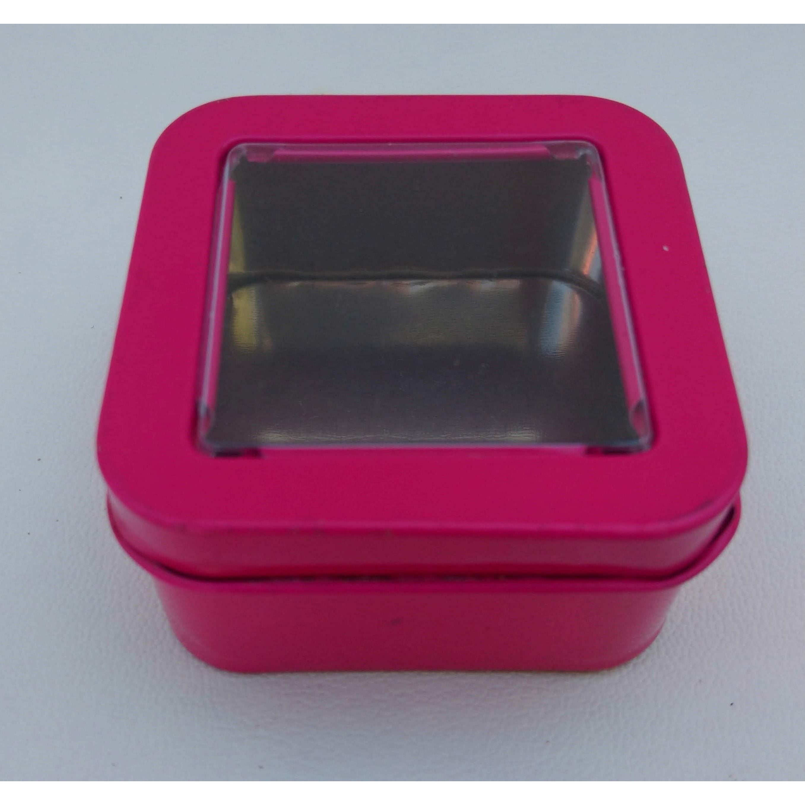 Gift Box Tin Square Metal with Clear Face Window Top