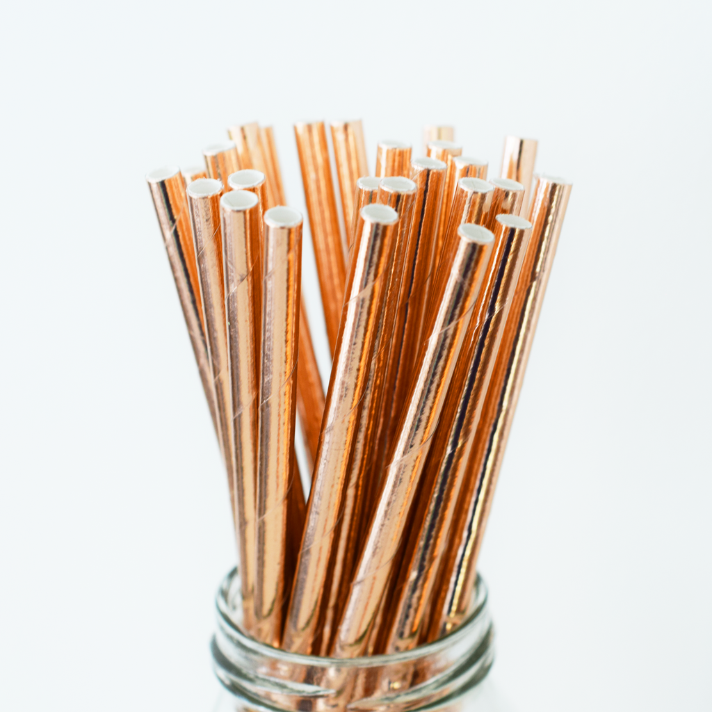 Paper Straws 6mm Rose Gold 25pc