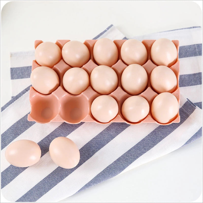 Egg Storage Tray 15-Grid Plastic Holder Assorted