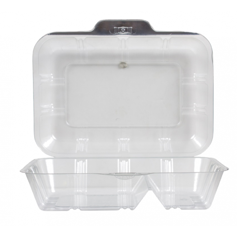 Zibo Clamshell Lunch Box Fast Food 2-Division Clear FAF30S