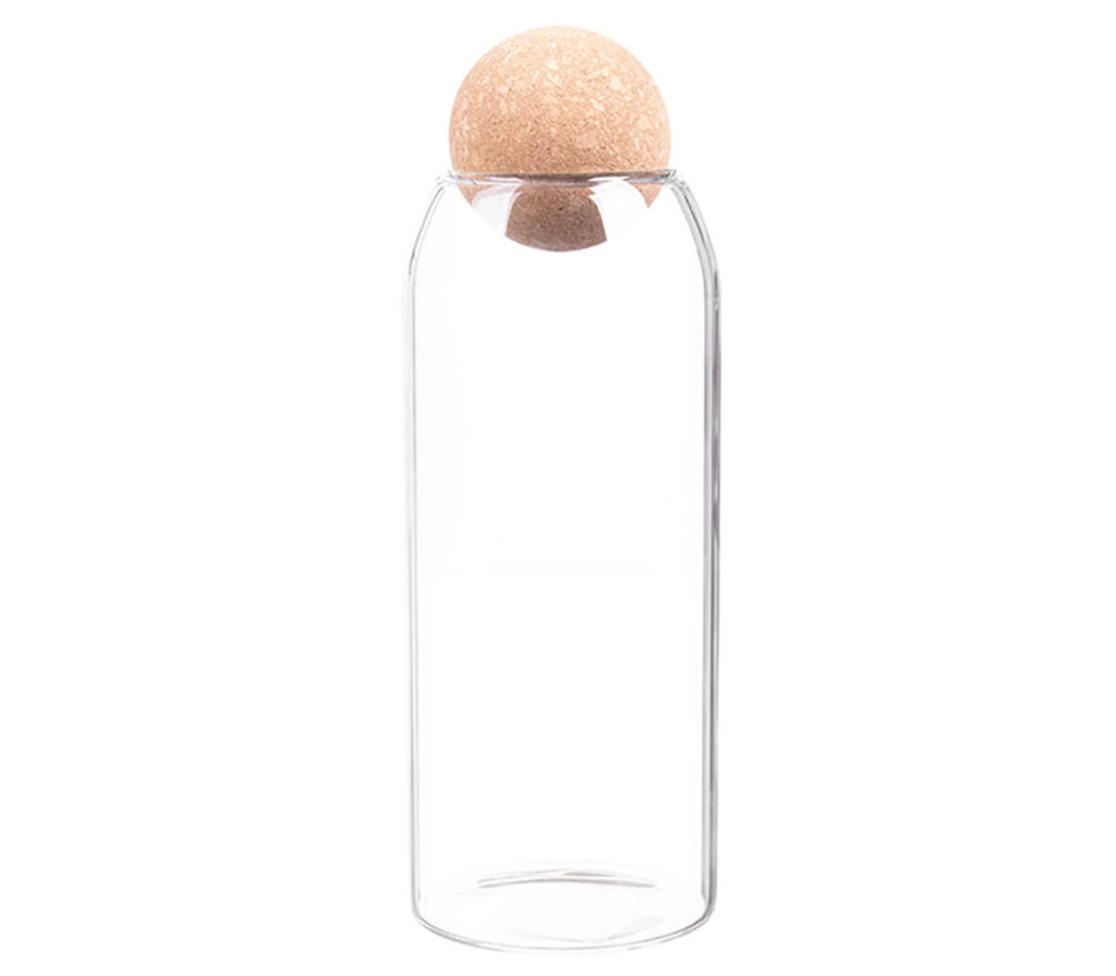 Aqua Glass Canister Jar 1100ml with Cork Ball lid 27155