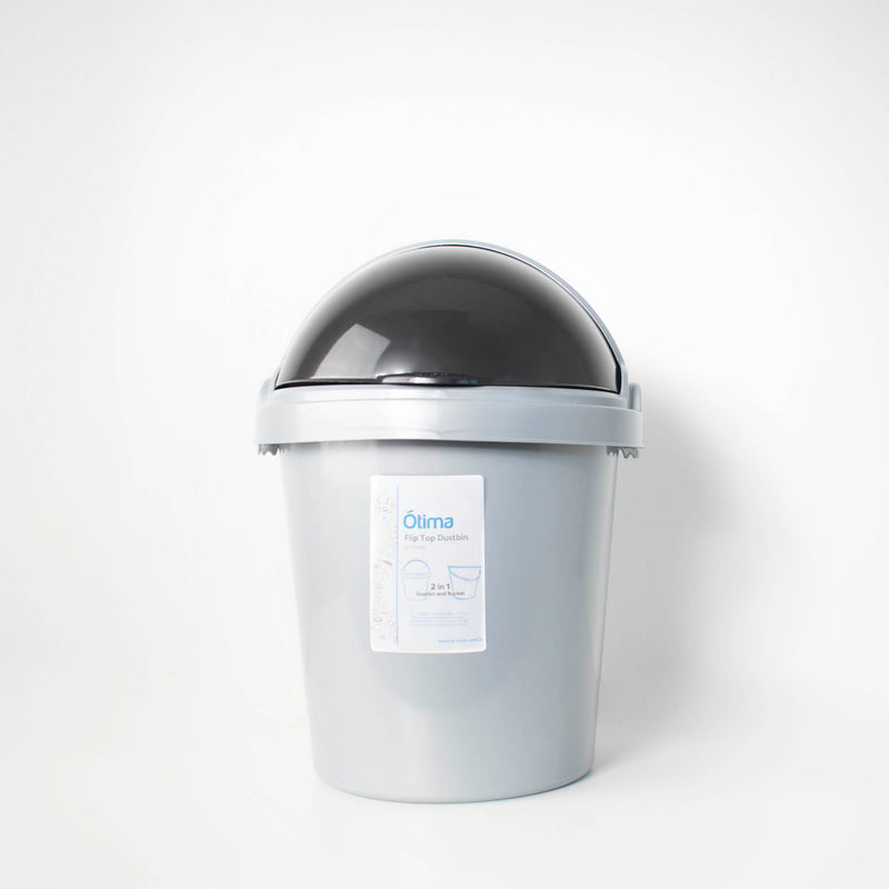 Otima Flip Top Office Dustbin Silver 12L