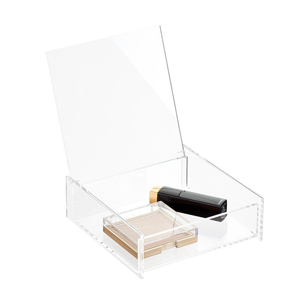 Plastic Acrylic Gift Box Clear Square 3x6cm Clear with Flip Lid