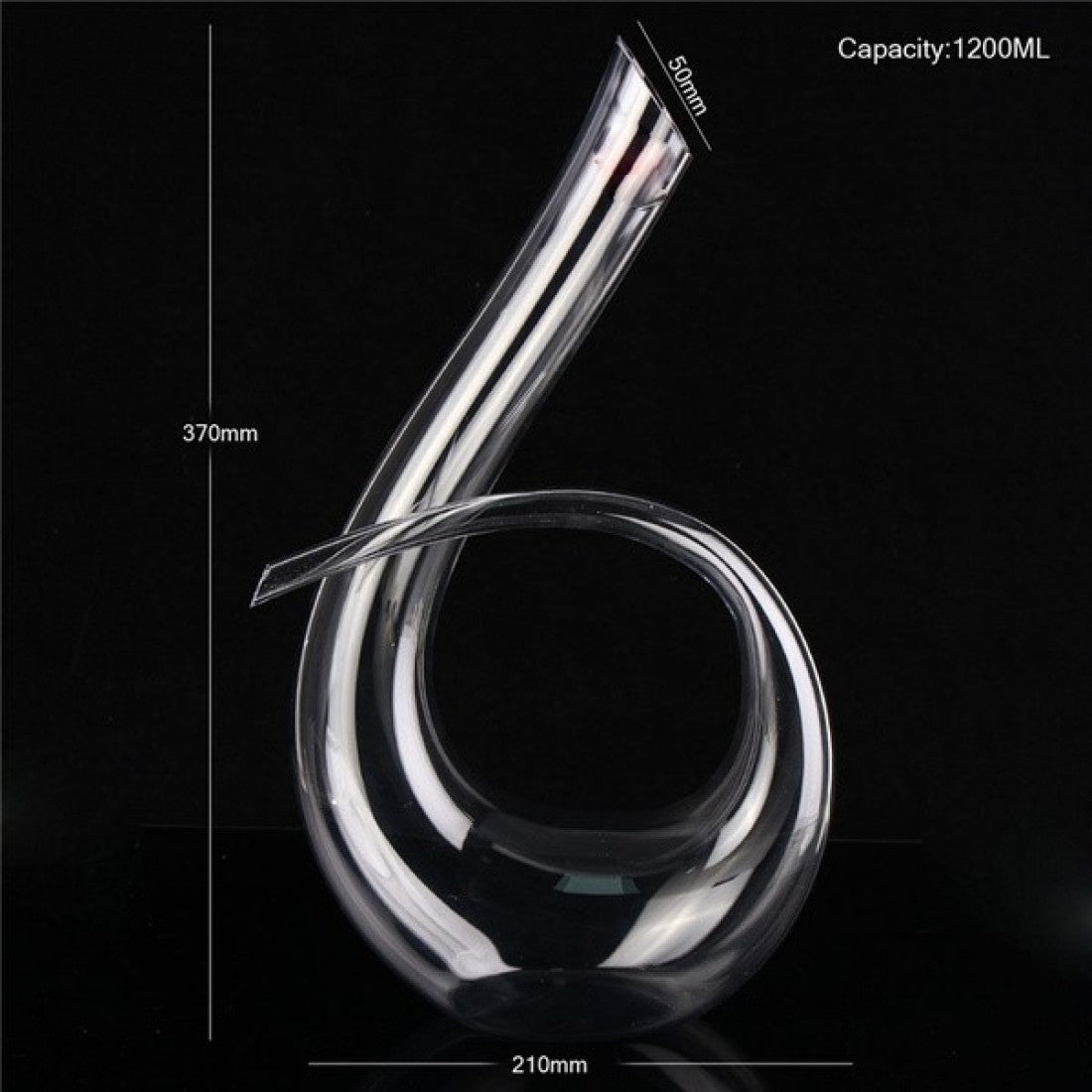 Glass Decanter 37x21cm Wan Shaped RVT614