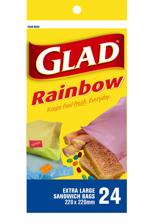 Glad Sandwich Rainbow Bags Extra Large 220x220mm 24pcs