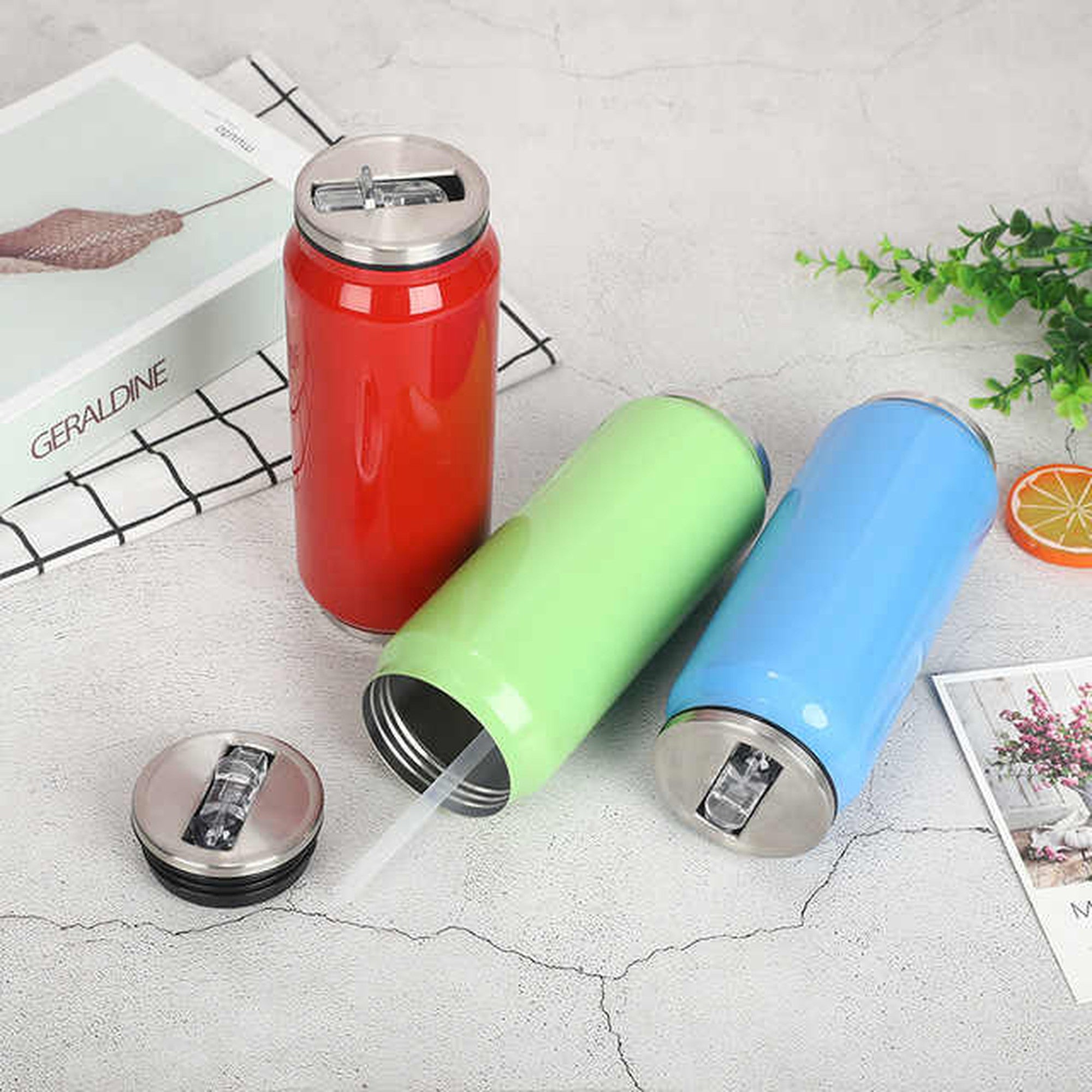 Can Shaped 350ml Thermos Drinking Bottle Flask Stainless Steel Vacuum Cup 14.5x6.4cm