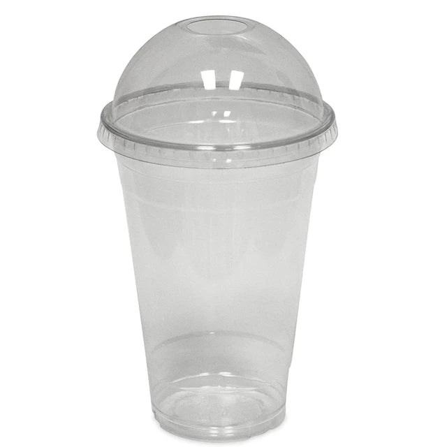 650ml Plastic Smoothie Cup with Dome Lid and Hole 10pack