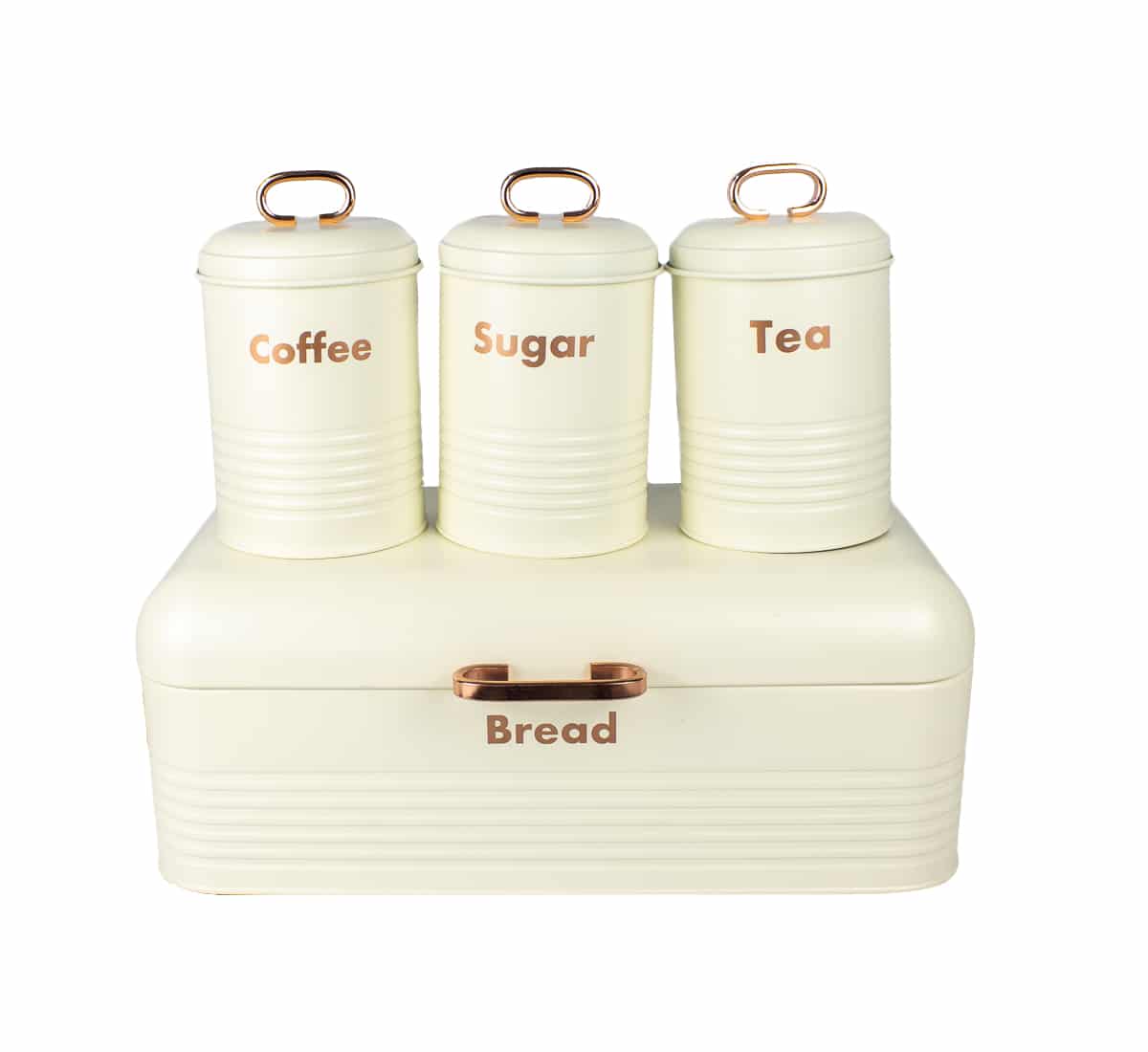 Contintental Homeware Bread Bin with Canister Set Cream CH595