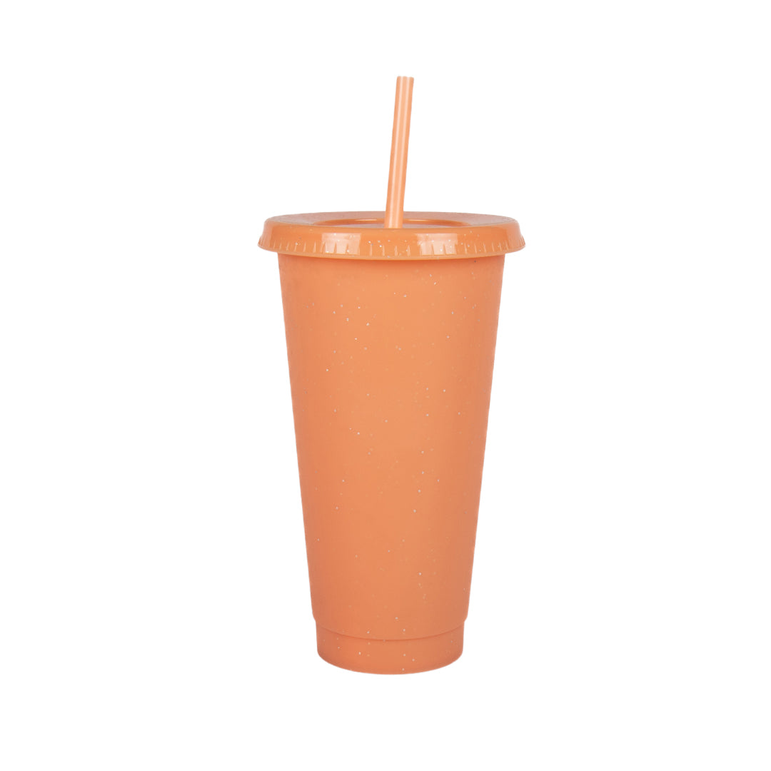 650ml Reusable Glitter Smoothie Cup with Lid & Straw