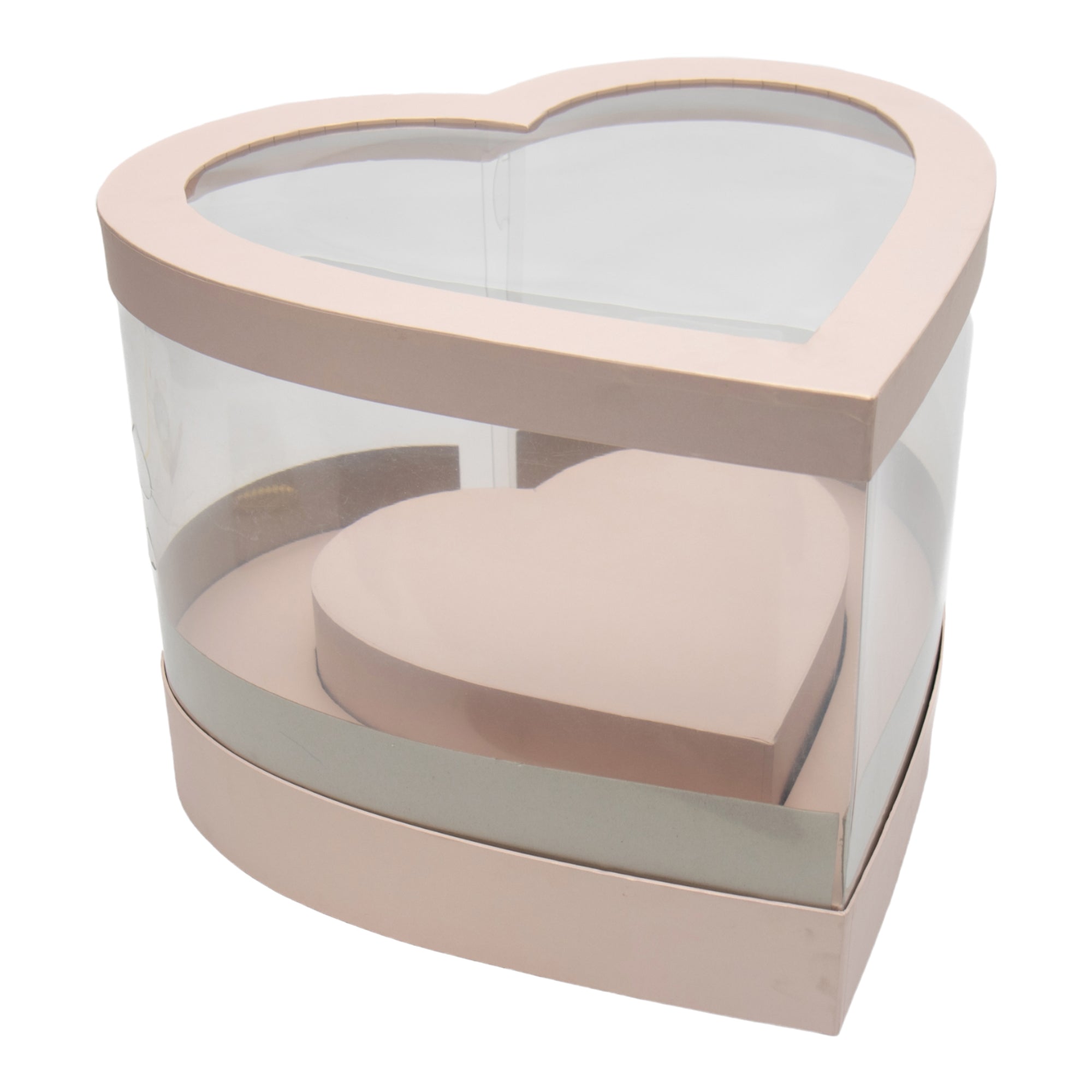 Plastic PVC Gift Box See Through Heart Shape Cake 48x36cm