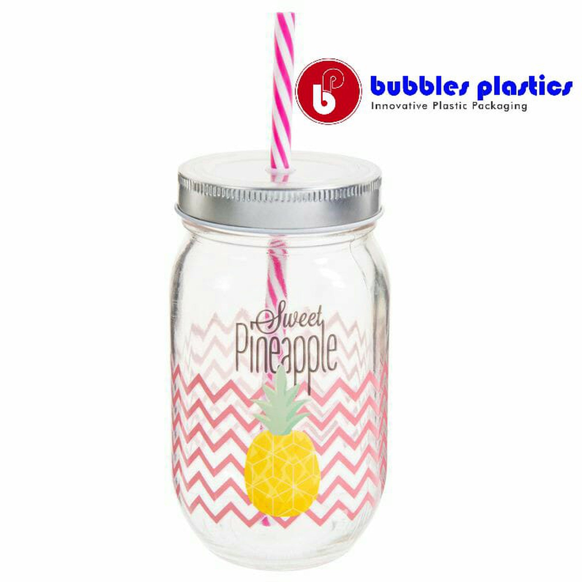 Glass Mason Jar 1L with Straw