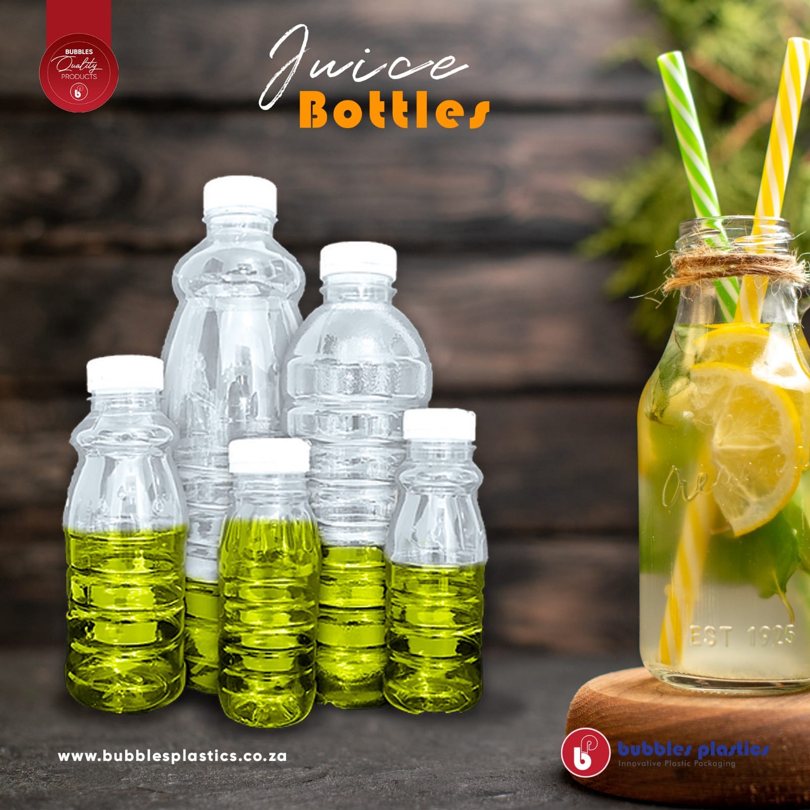 500ml Plastic Bottle Round Clear with Lid 10pack