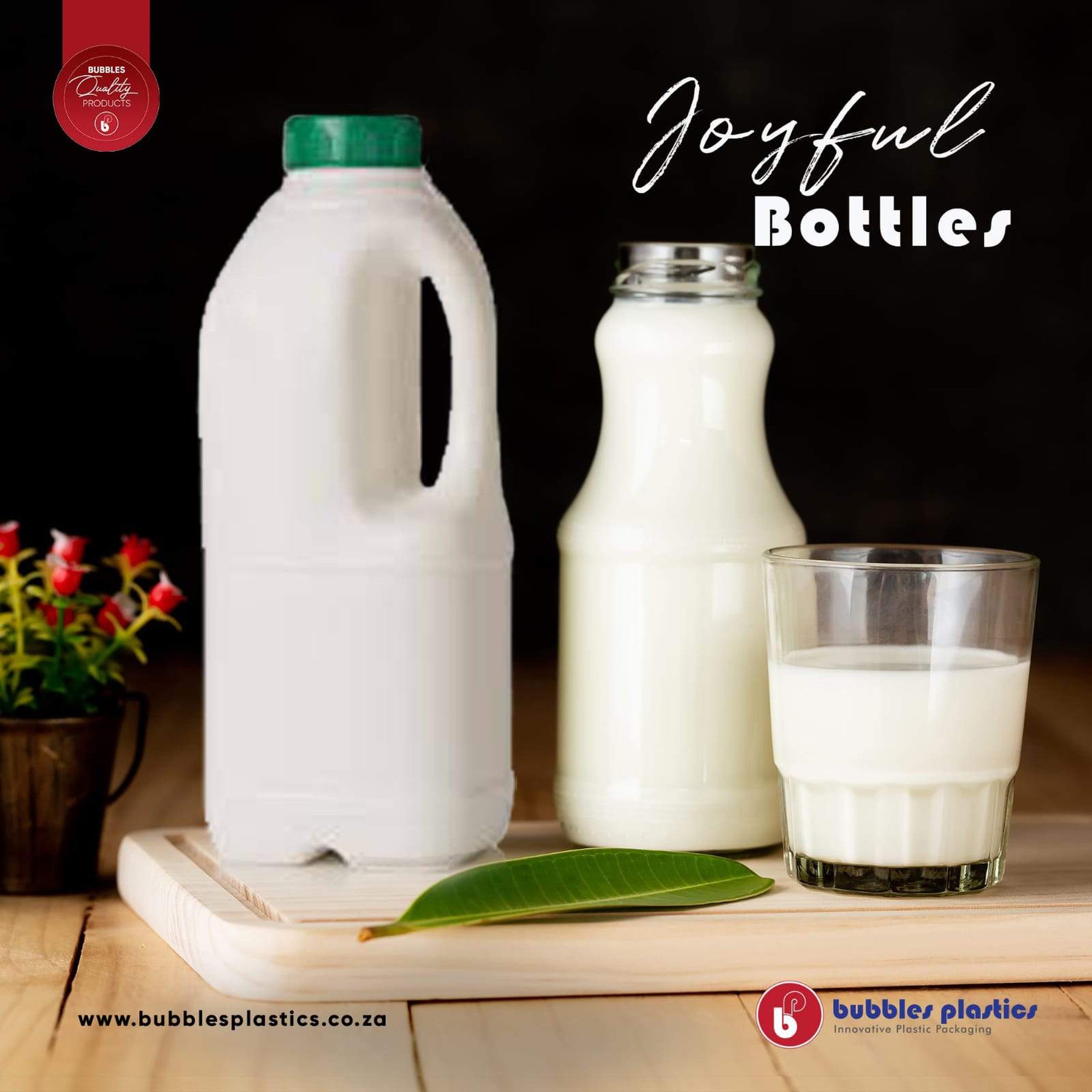 1L Plastic Milk Jug Bottle Natural with Lid