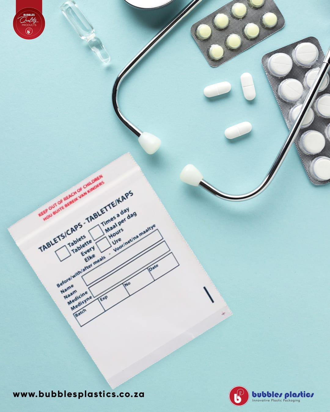 Plastic Tablet Zip Lock Resealable Bags 75x90 100pack