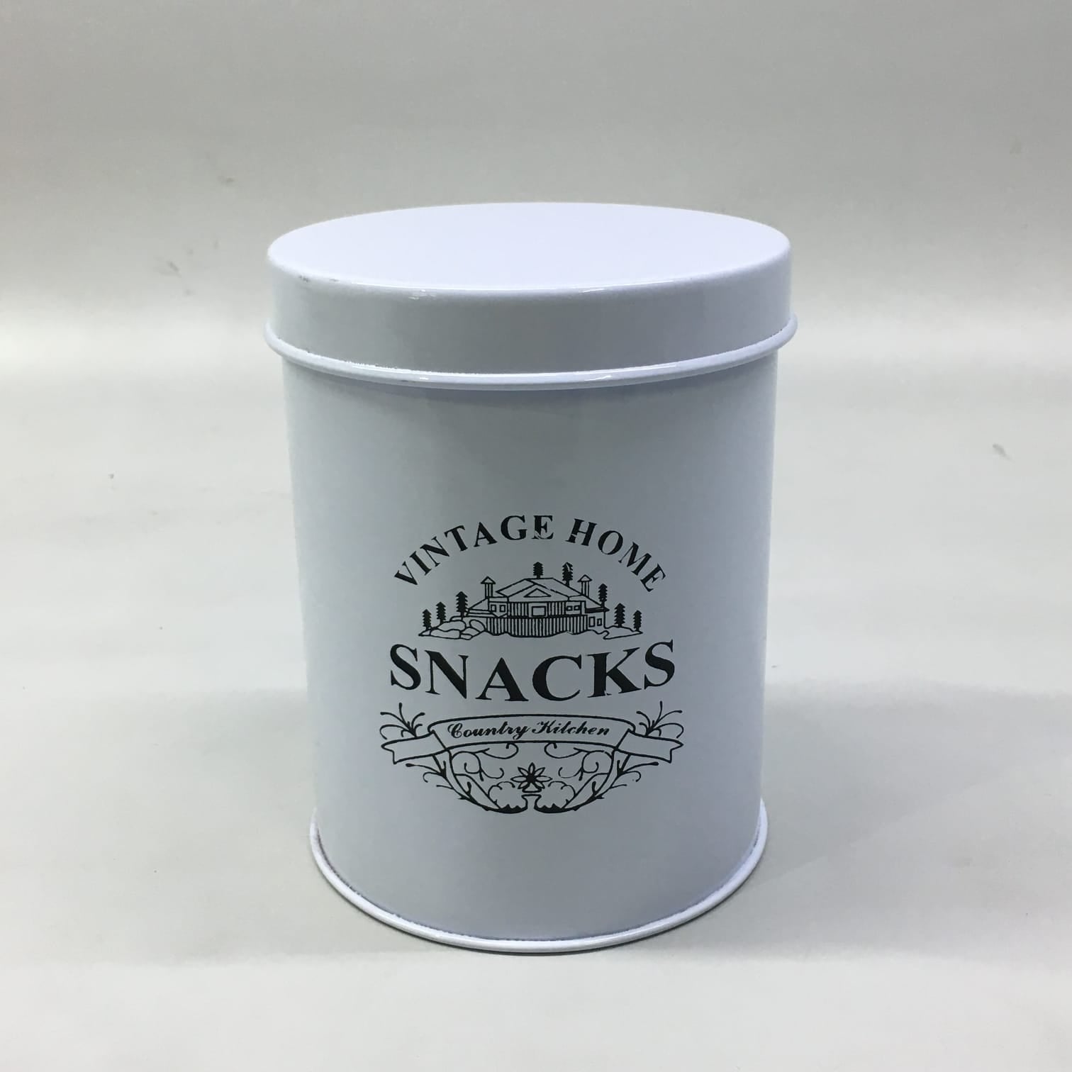 Vintage Tin Snack Canister White 12x15cm