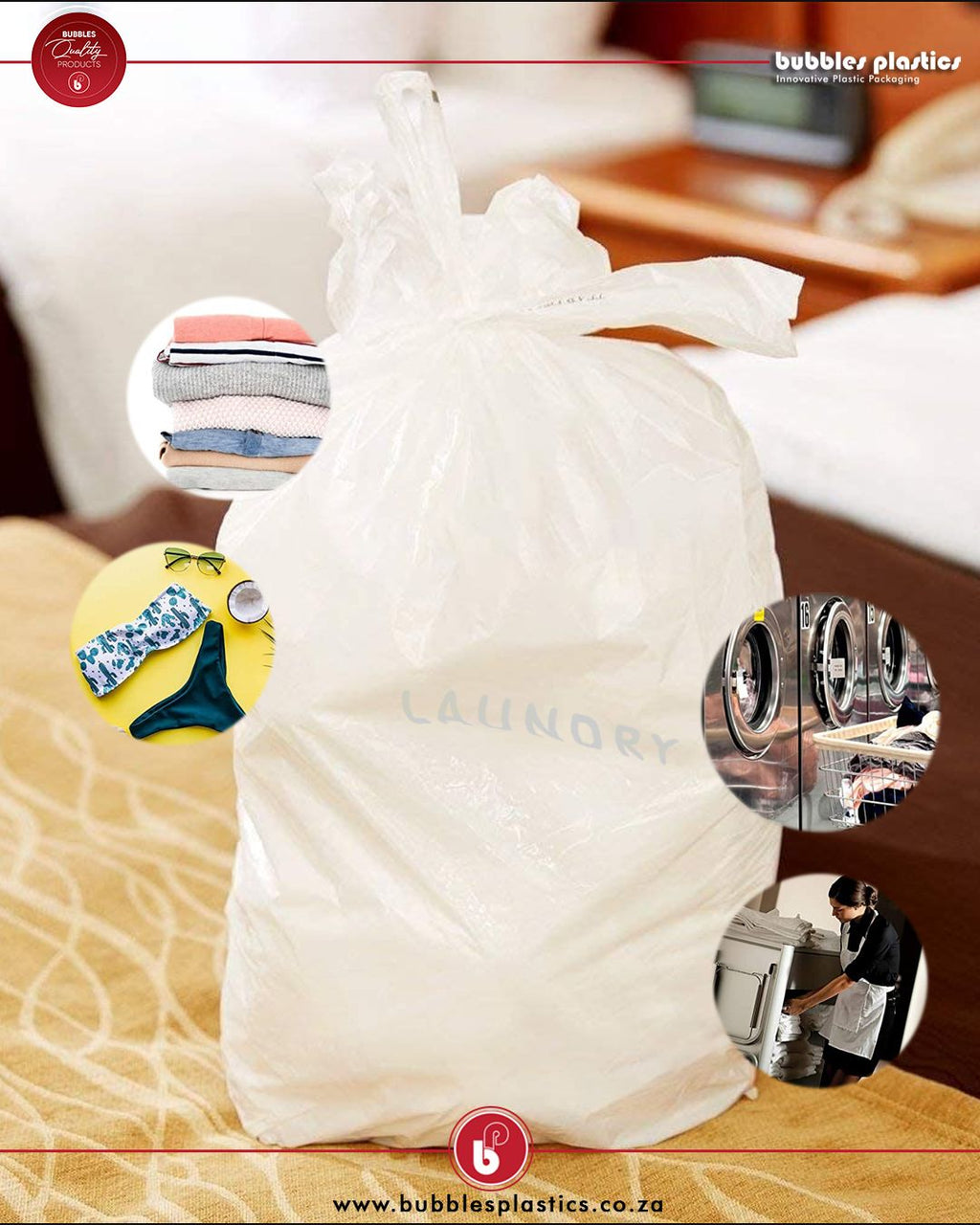 Plastic Laundry Bags 45cmx55cmx30mic Clear 250s No Print