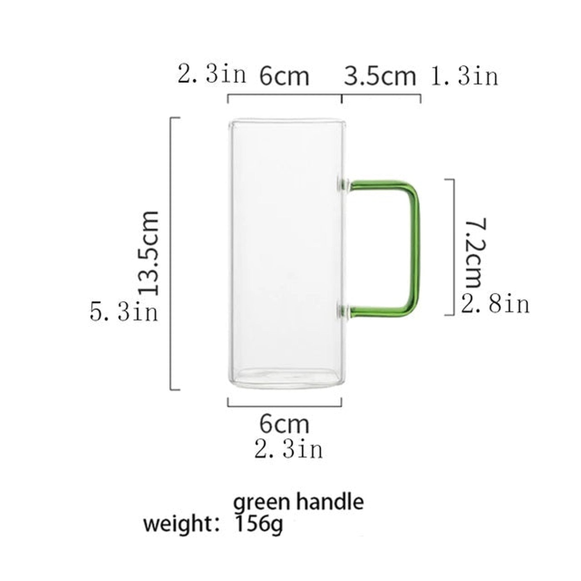 Glass Drinking Mug 370ml Borosilicate with Handle