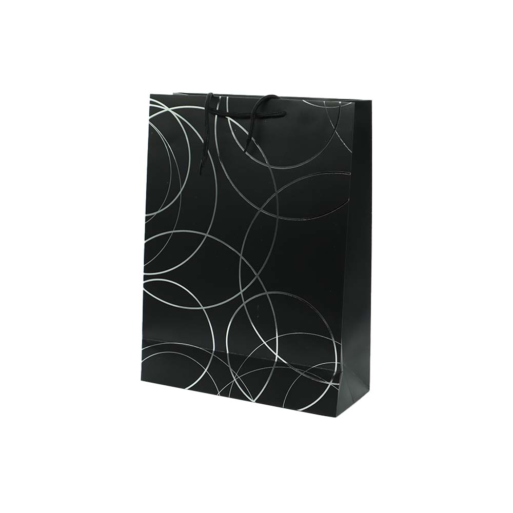 Gift Bag Paper Silver Circles 30x40cm Large